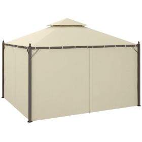 10 x 12 Outdoor Patio Gazebo with Curtains, Two-Tier Roof, Beige