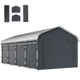 Carport Replacement Sidewall Panel for 10 x 15 Carports, UPF50+ Waterproof Replacement Side Wall Cover, Dark Gray