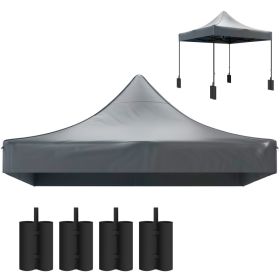 10 x 10 Replacement Canopy Top for Pop Up Canopy Tent with 4 Sand Bags, UPF50+ Protection, Dark Gray
